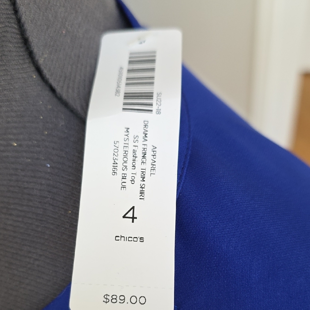 NWT Chico's Vibrant Blue Fringe Tunic Plus Size - Picture 5 of 5